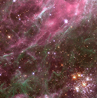O aglomerado Hodge 301 na nebulosa da Tarântula. Hubble/Nasa-ESA