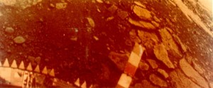 Parte de imagem colorida obtida pela Venera 13, em 1982