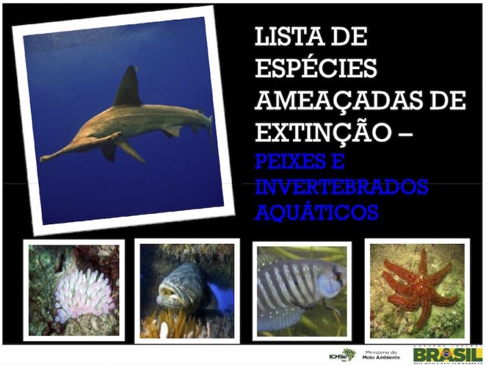 Imagem de abertura da apresentação do MMA sobre a nova lista de espécies aquáticas ameaçadas, publicada em dezembro de 2014.