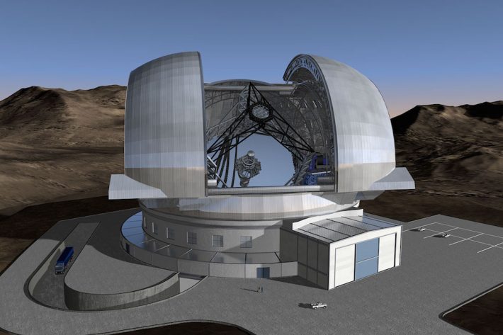Ilustração de como será o Telescópio Extremamente Grande Europeu. Crédito: ESO